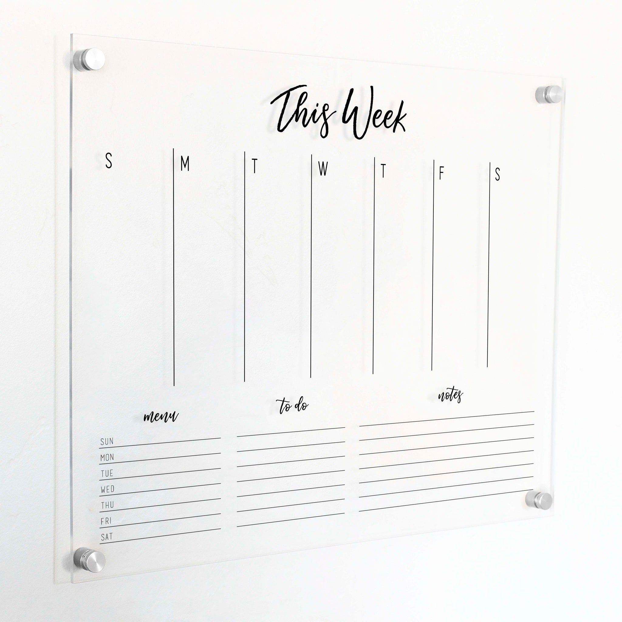 Weekly Acrylic Calendar + 3 Sections | Horizontal Traeger