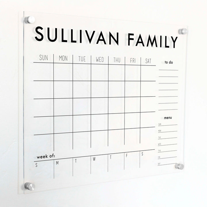 Week & Month Acrylic Calendar + 2 Sections | Horizontal Madi
