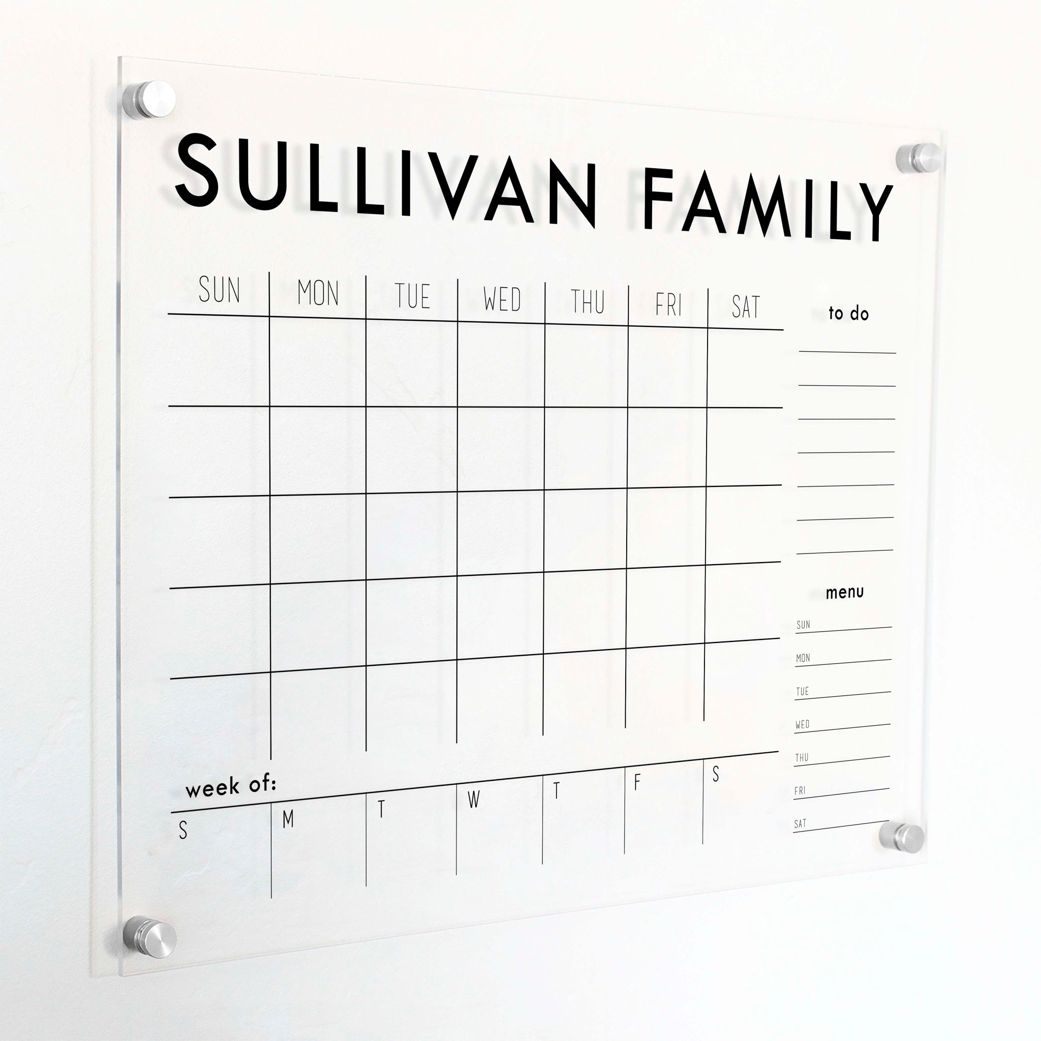 Week & Month Acrylic Calendar + 2 Sections | Horizontal Madi