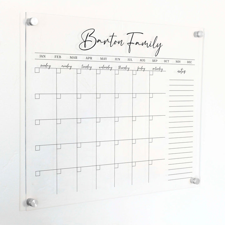 Monthly Acrylic Calendar + 1 Section | Horizontal Pennington