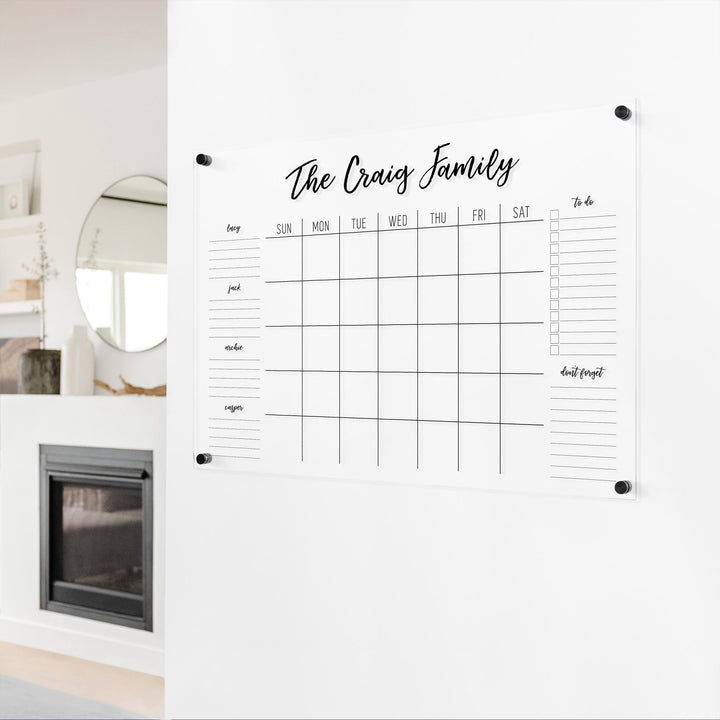 Monthly Acrylic Calendar + 6 Sections | Horizontal Traeger