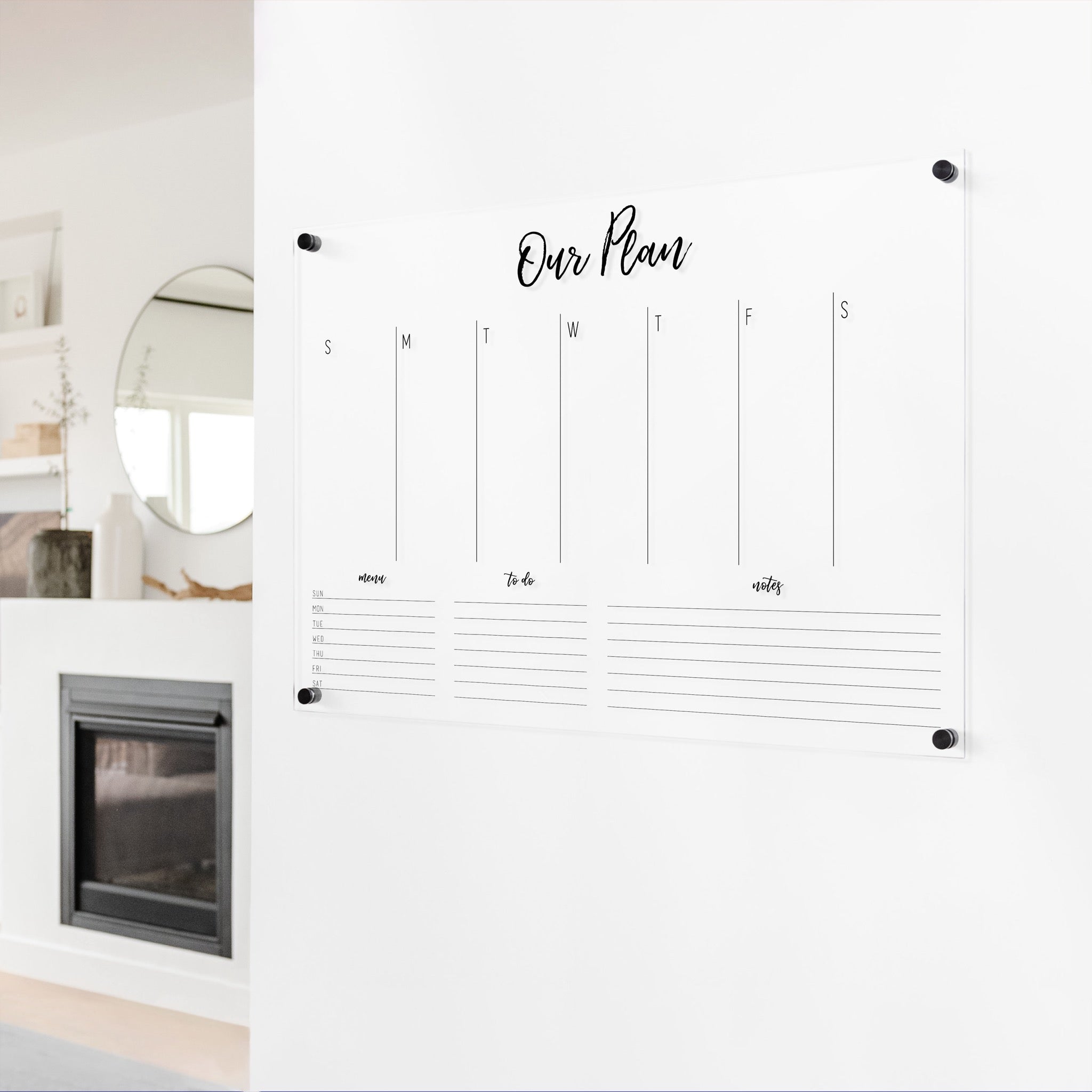 Weekly Acrylic Calendar + 3 Sections | Horizontal Traeger