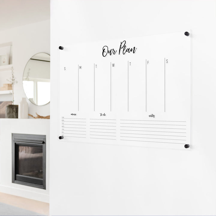 Weekly Acrylic Calendar + 3 Sections | Horizontal Traeger