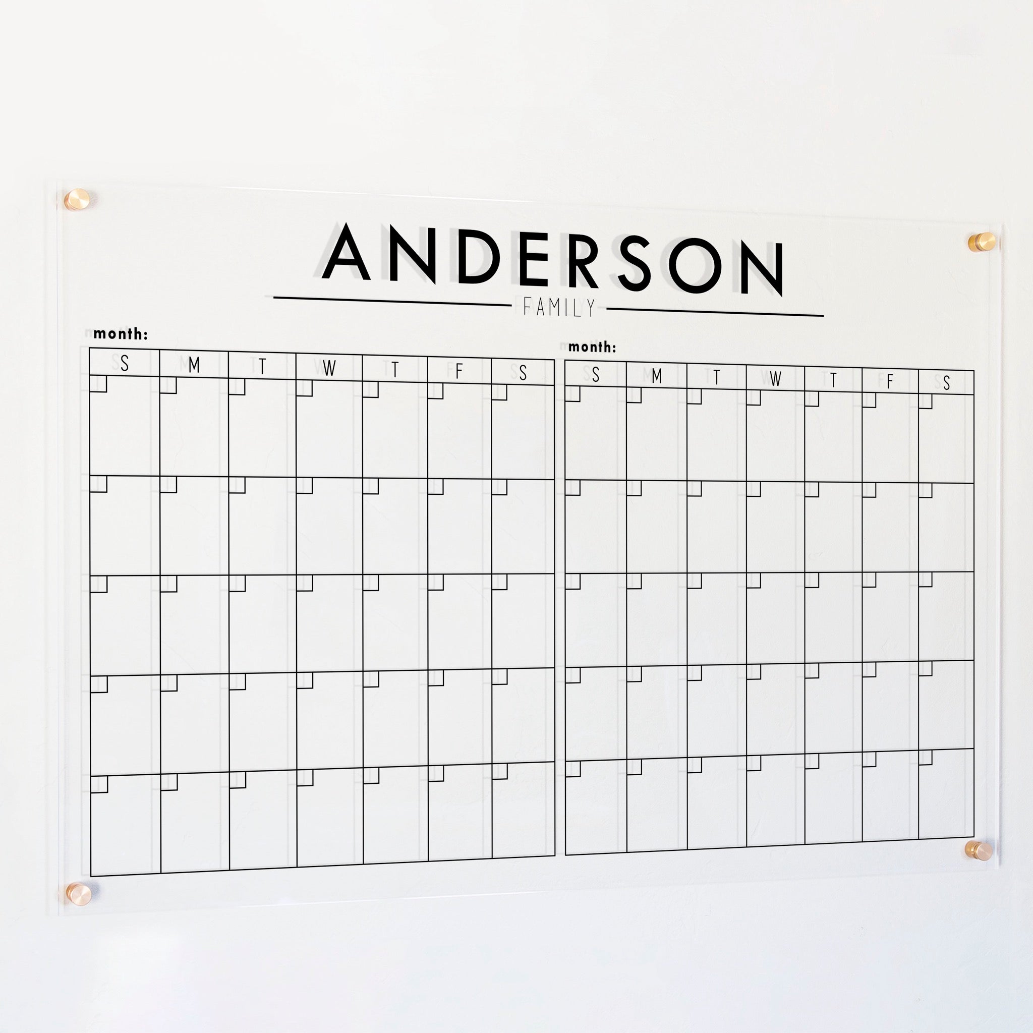 2 Month Acrylic Calendar | Horizontal Craig
