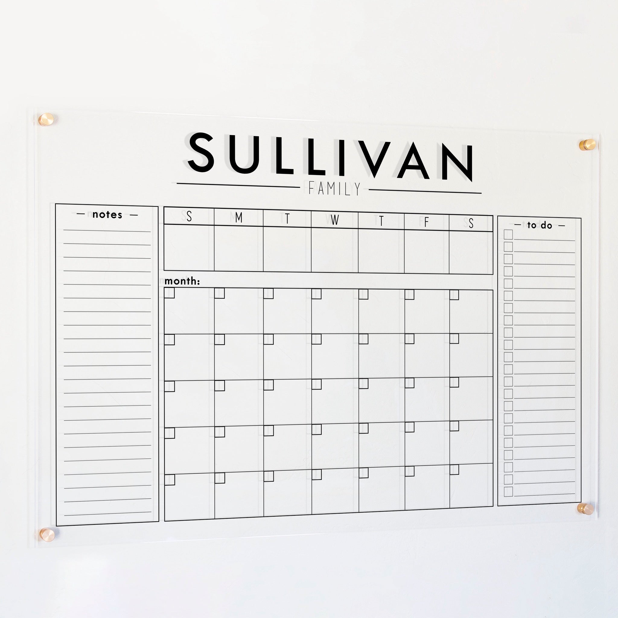 Week & Month Acrylic Calendar + 2 Sections | Horizontal Craig