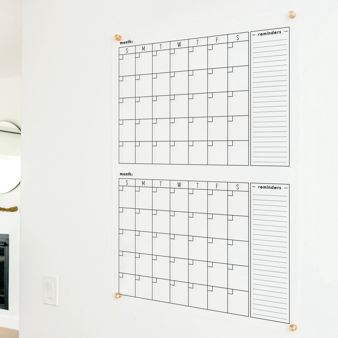 2 Month Acrylic Calendar + 2 Sections | Vertical Multi-style