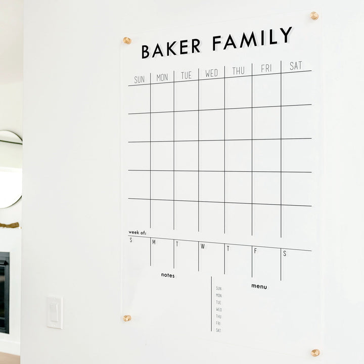 Week & Month Acrylic Calendar + 2 Sections | Vertical Madi