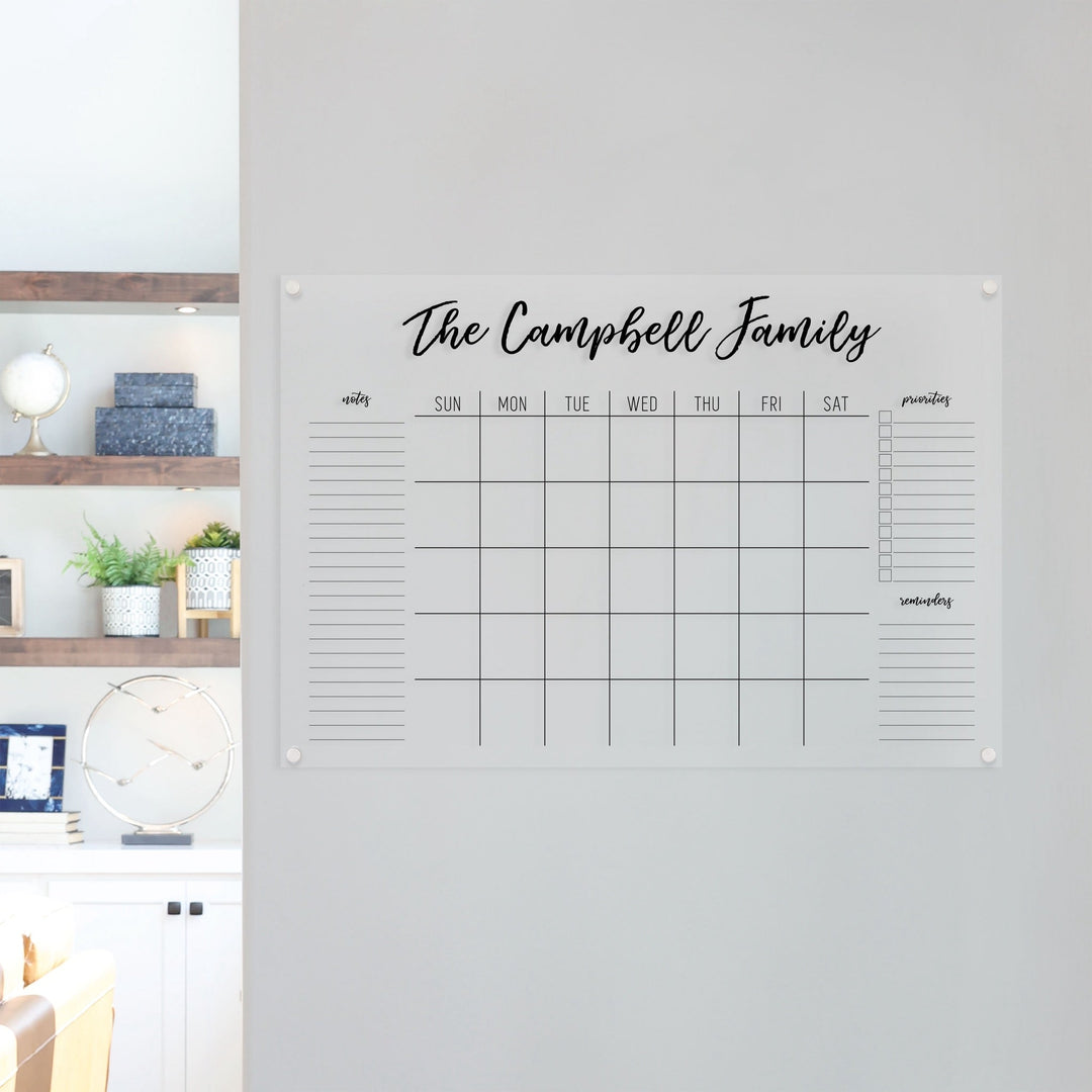 Monthly Acrylic Calendar + 3 Sections | Horizontal Traeger