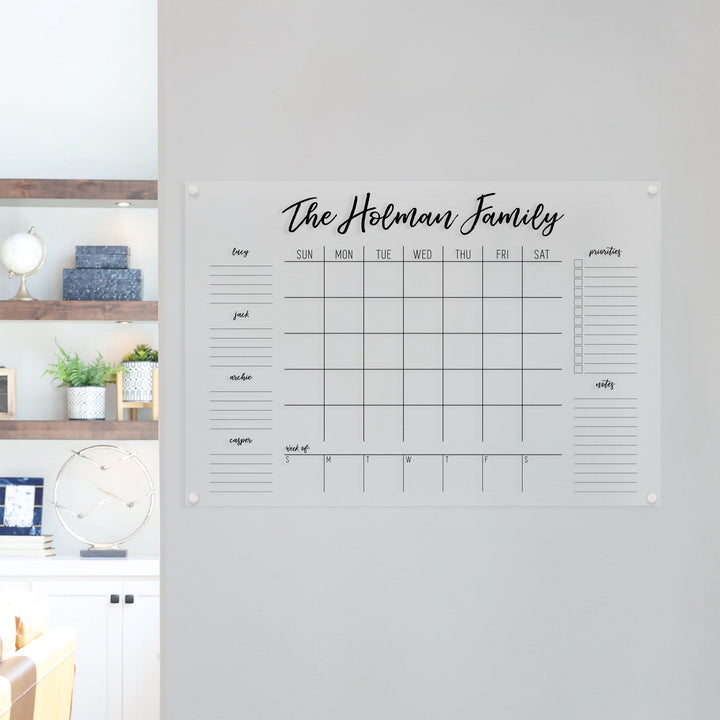 Week & Month Acrylic Calendar + 6 Sections | Horizontal Traeger