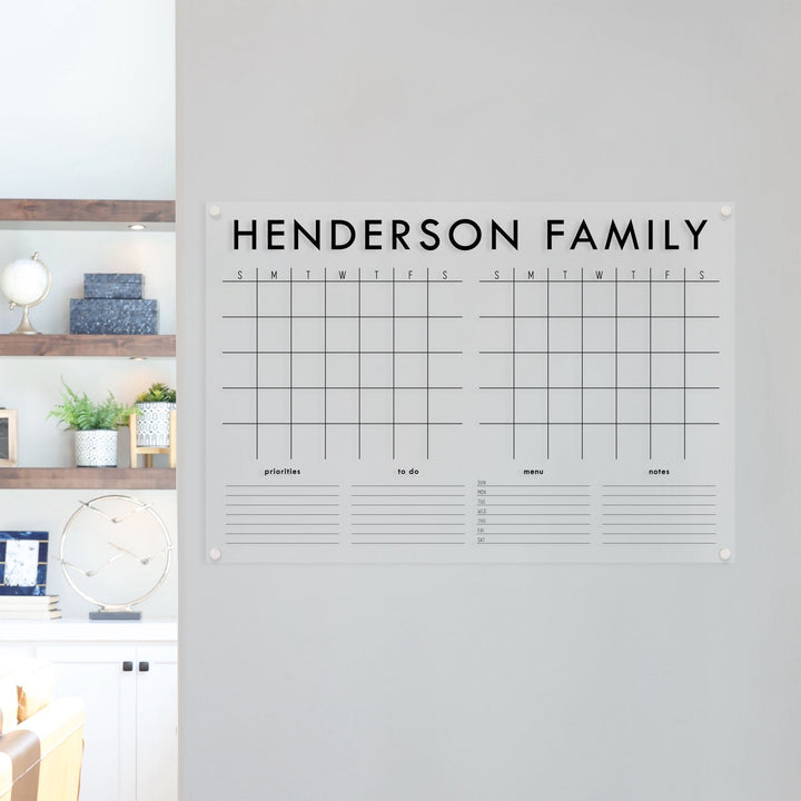 2 Month Acrylic Calendar + 4 Sections | Horizontal Madi