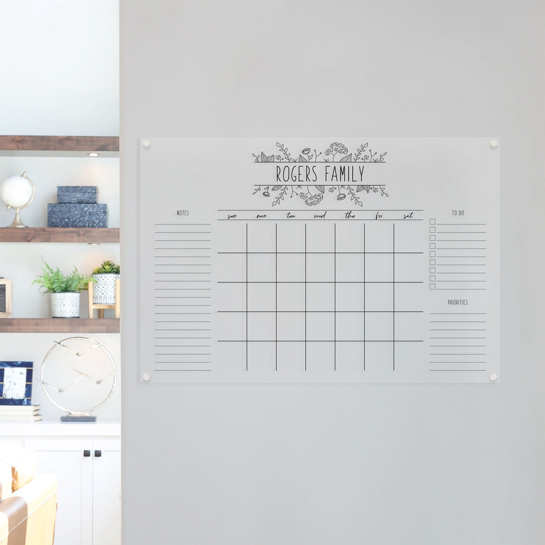 Monthly Acrylic Calendar + 3 Sections | Horizontal Lucy