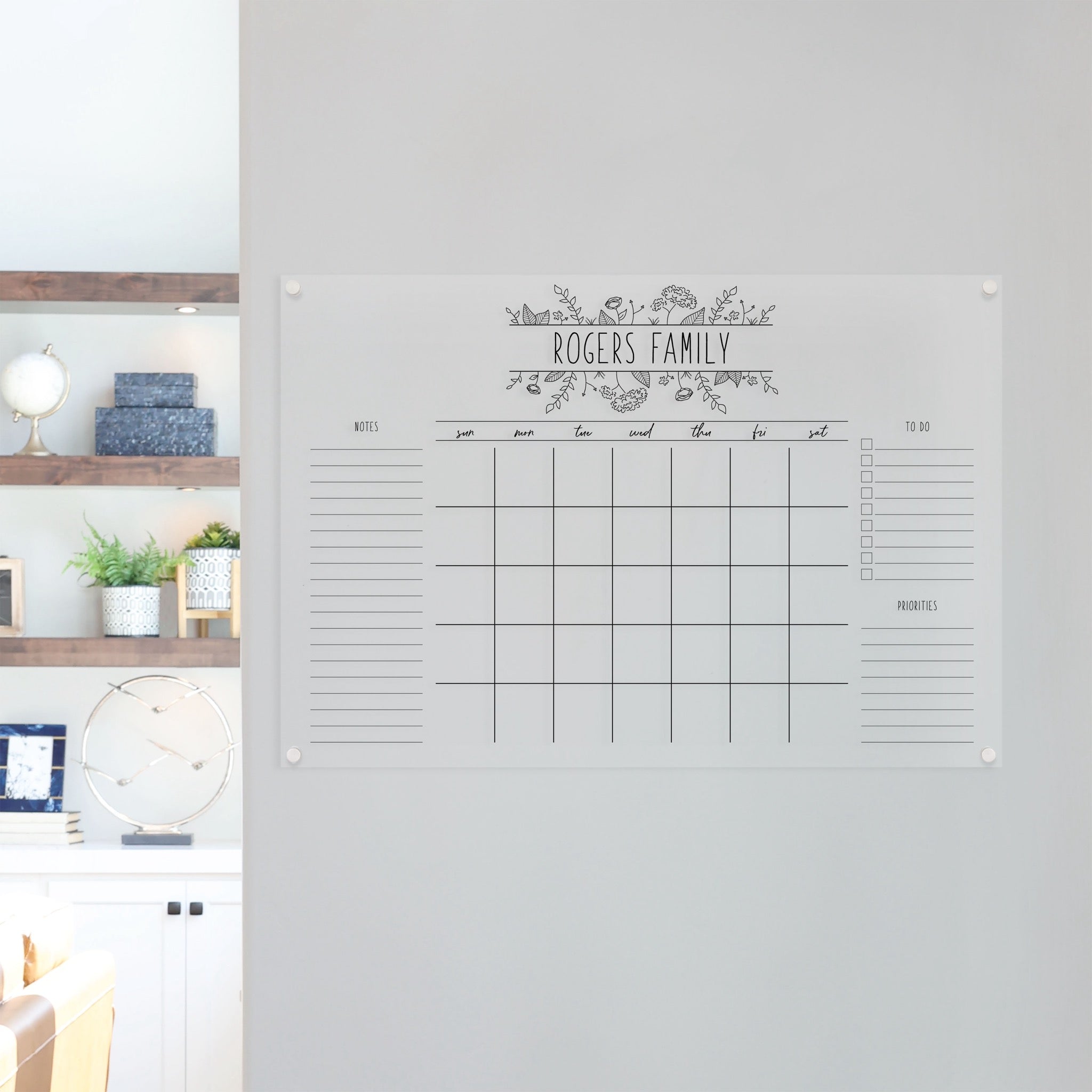 Monthly Acrylic Calendar + 3 Sections | Horizontal Lucy