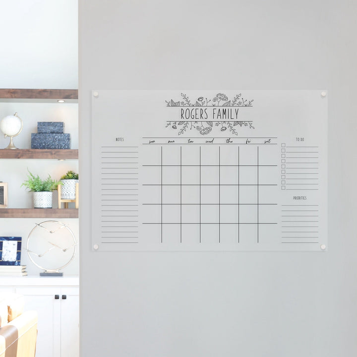Monthly Acrylic Calendar + 3 Sections | Horizontal Lucy