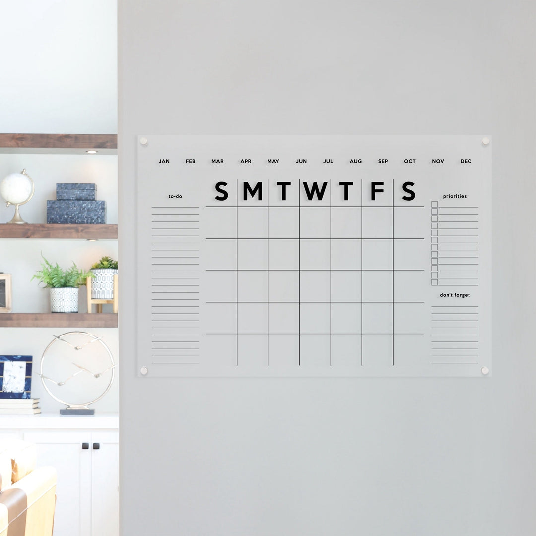Monthly Acrylic Calendar + 3 Sections | Horizontal Minimalist