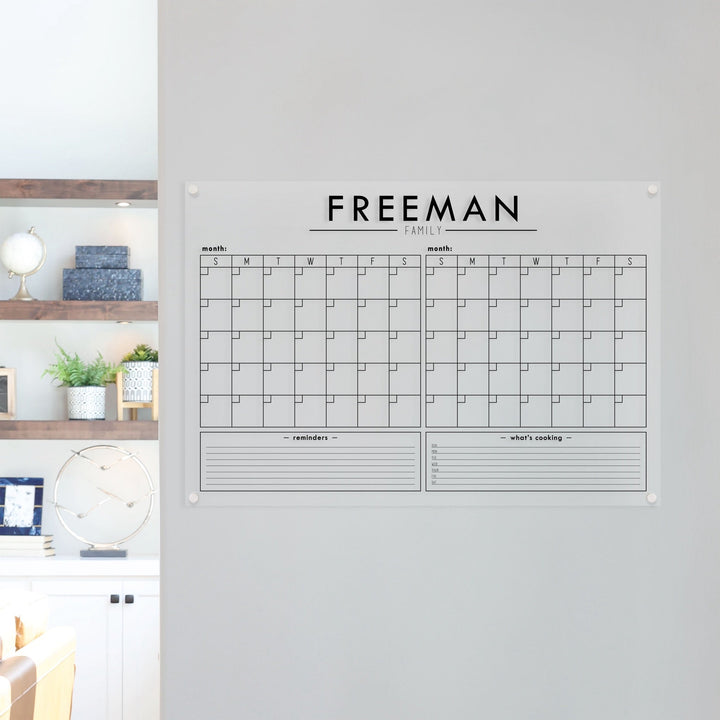 2 Month Acrylic Calendar + 2 Sections | Horizontal Craig