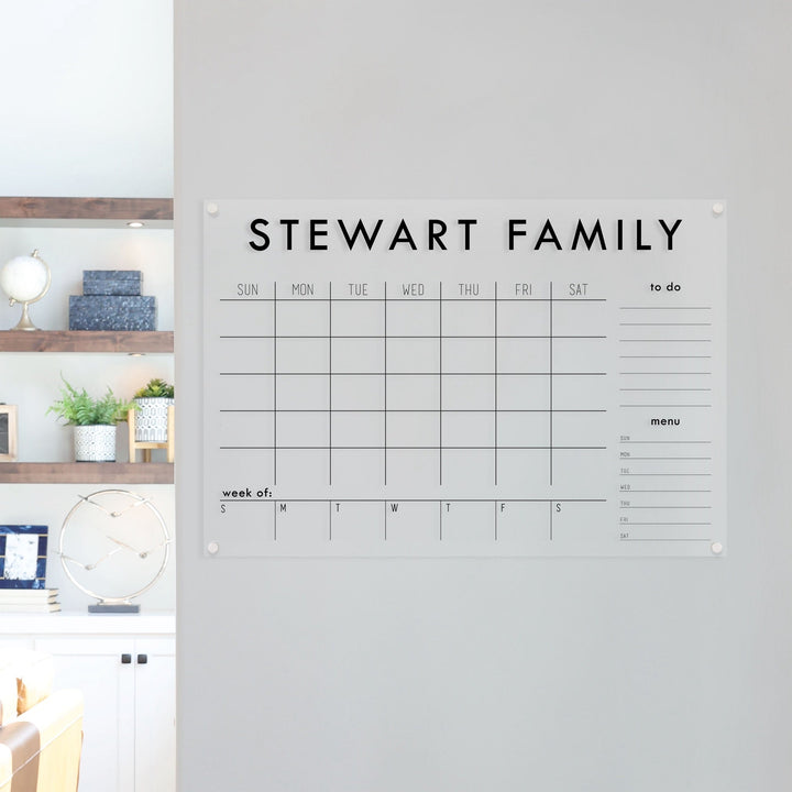 Week & Month Acrylic Calendar + 2 Sections | Horizontal Madi