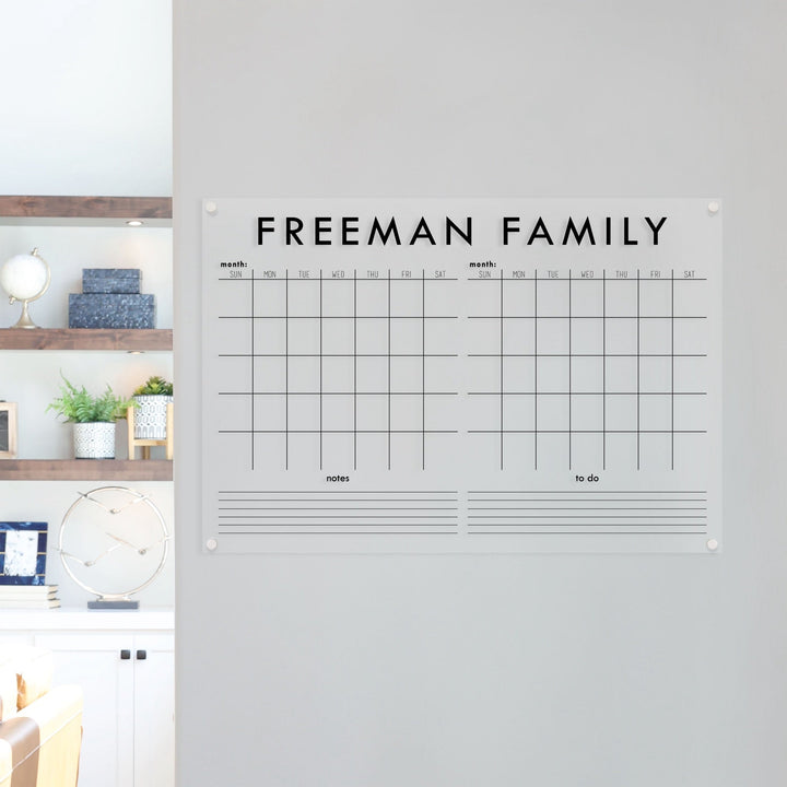 2 Month Acrylic Calendar + 2 Sections | Horizontal Madi
