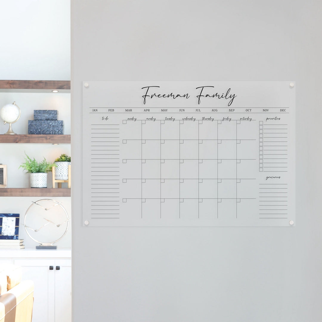 Monthly Acrylic Calendar + 3 Sections | Horizontal Pennington