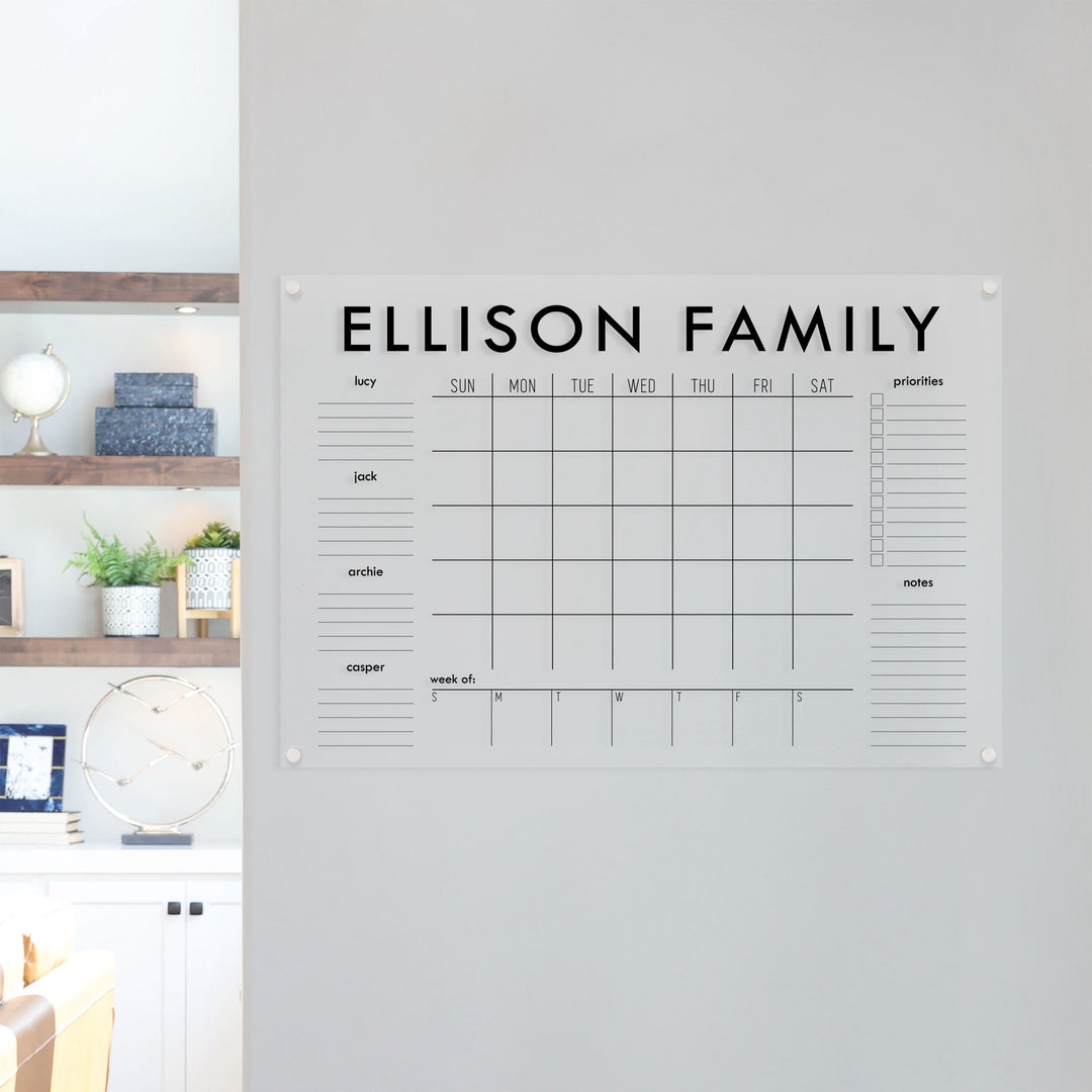 Week & Month Acrylic Calendar + 6 Sections | Horizontal Madi