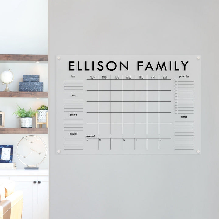 Week & Month Acrylic Calendar + 6 Sections | Horizontal Madi