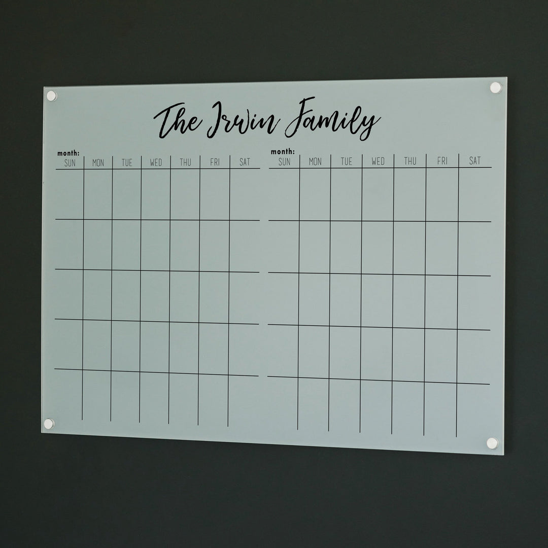 2 Month Frosted Acrylic Calendar | Horizontal Traeger