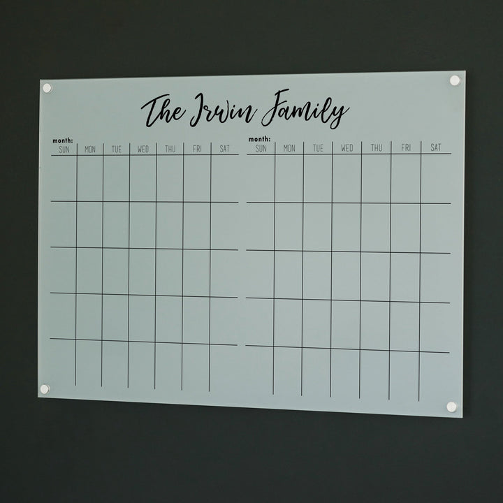 2 Month Frosted Acrylic Calendar | Horizontal Traeger