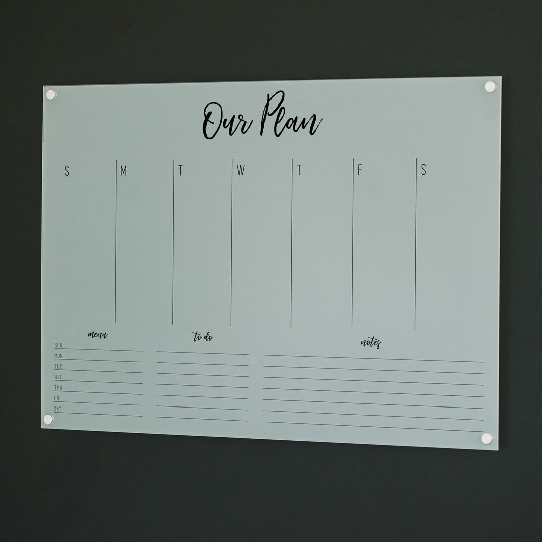 Weekly Frosted Acrylic Calendar + 3 Sections | Horizontal Traeger