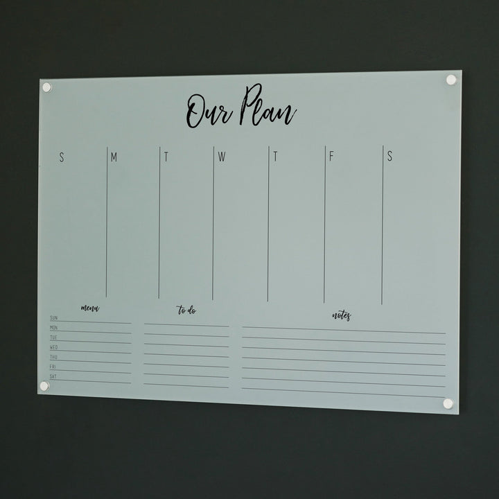 Weekly Frosted Acrylic Calendar + 3 Sections | Horizontal Traeger