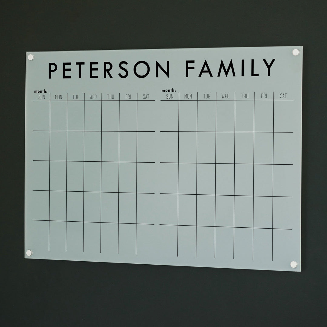 2 Month Frosted Acrylic Calendar | Horizontal Madi