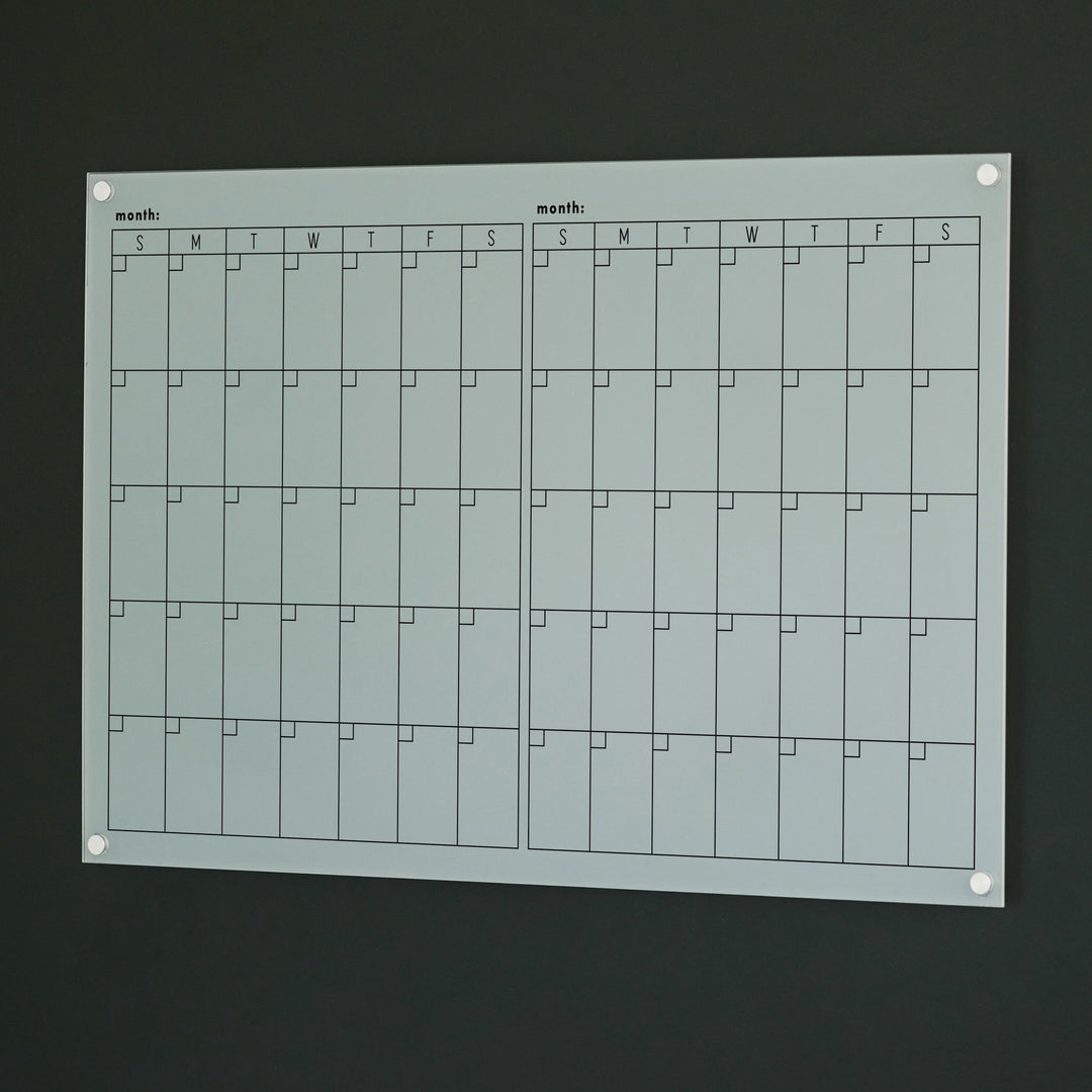 2 Month Frosted Acrylic Calendar | Horizontal Multi-style