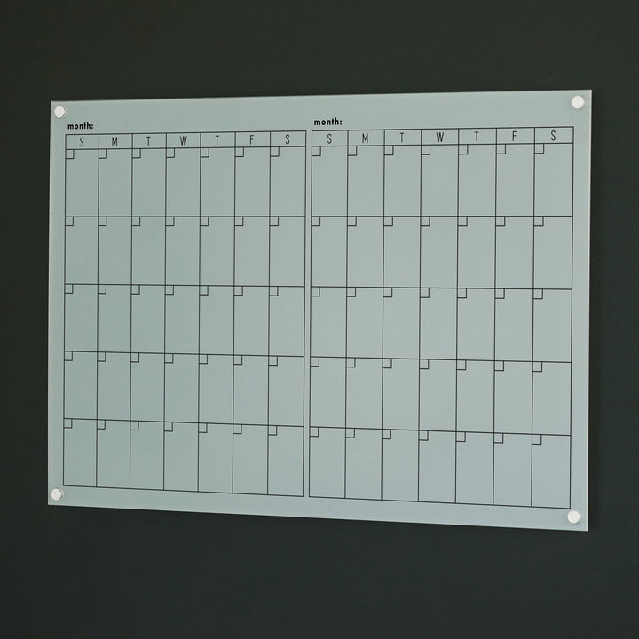 2 Month Frosted Acrylic Calendar | Horizontal Multi-style