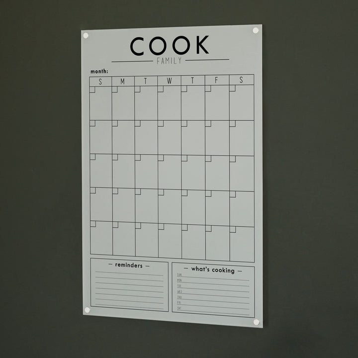 Monthly Frosted Acrylic Calendar + 2 Sections | Vertical Craig