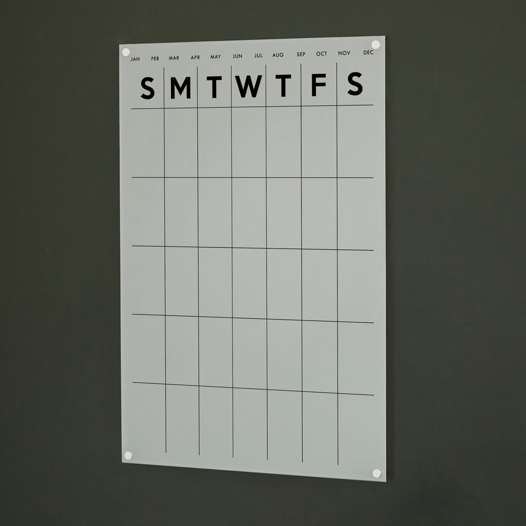 Monthly Frosted Acrylic Calendar | Vertical Minimalist