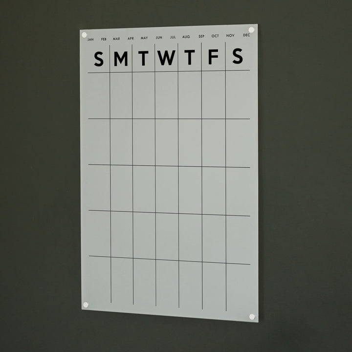 Monthly Frosted Acrylic Calendar | Vertical Minimalist