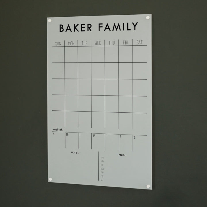 Week & Month Frosted Acrylic Calendar + 2 Sections | Vertical Madi