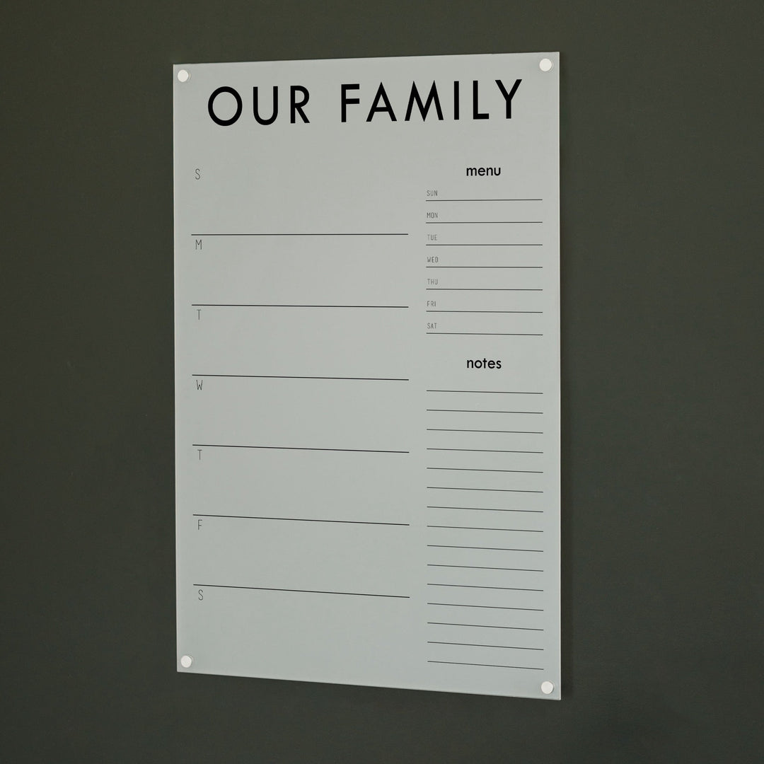 Weekly Frosted Acrylic Calendar + 2 Sections | Vertical Madi