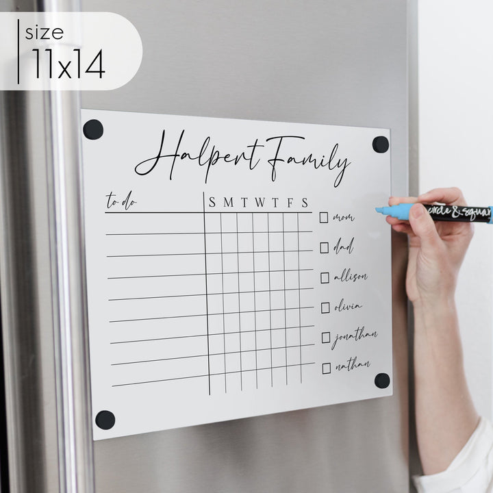 Acrylic White Fridge Family Chore Chart | Horizontal Pennington