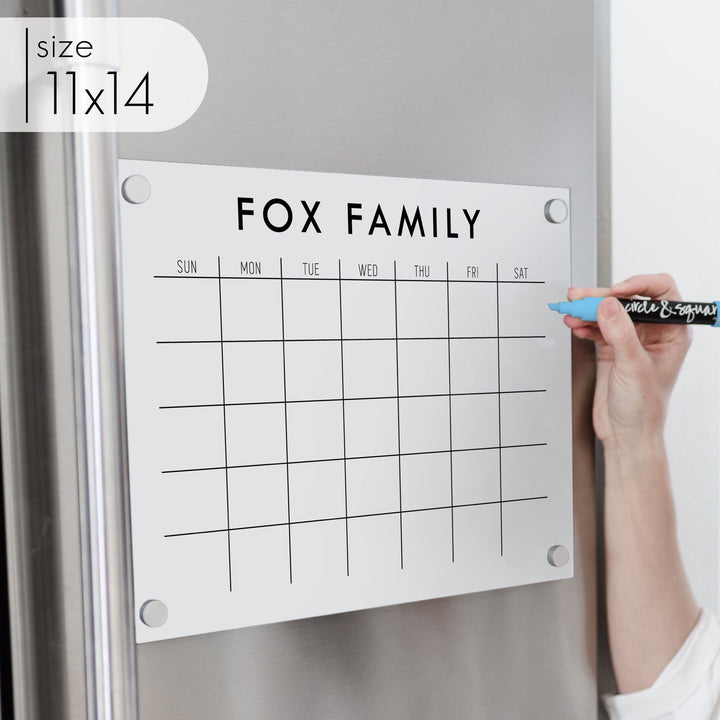 Monthly Acrylic White Fridge Calendar | Horizontal Madi