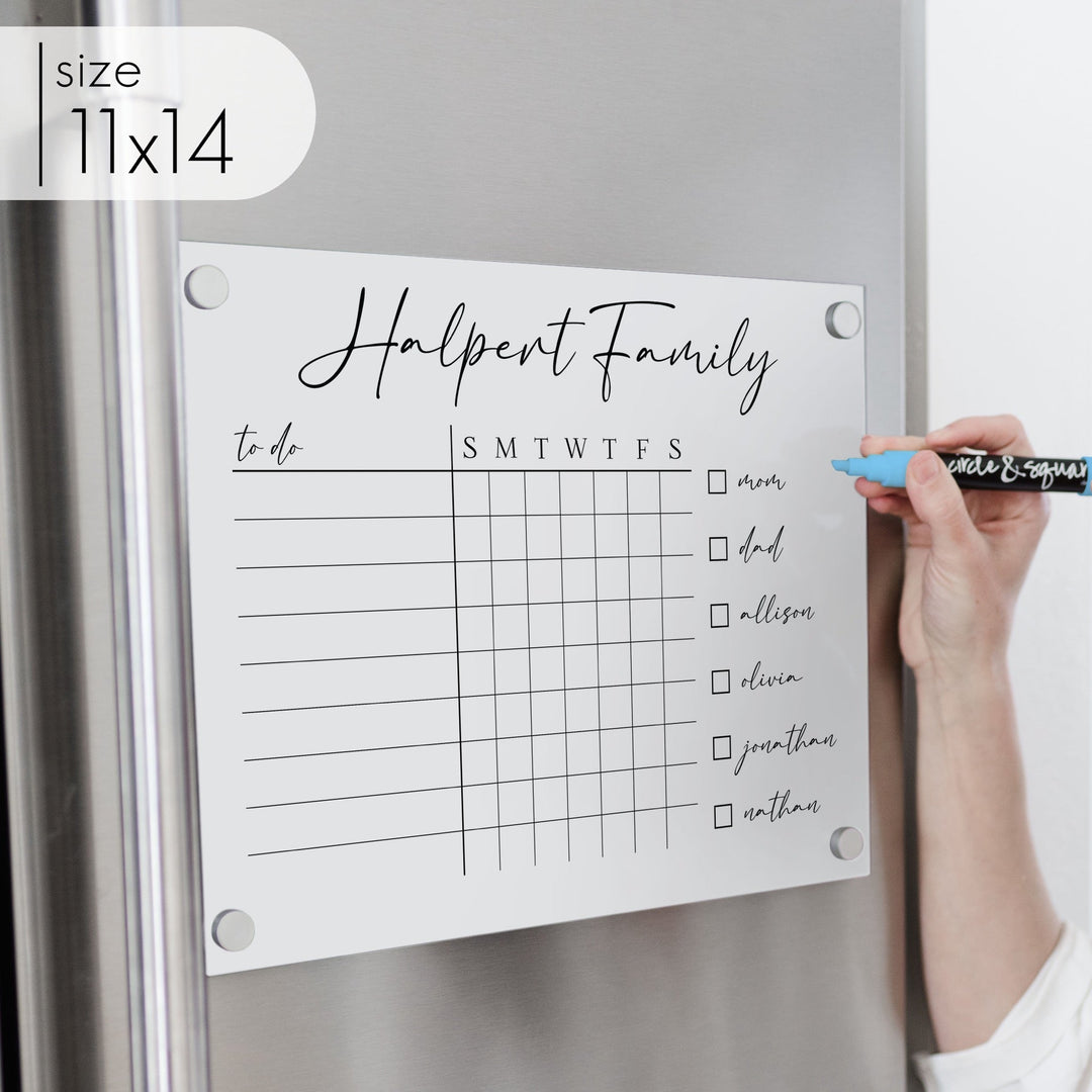 Acrylic White Fridge Family Chore Chart | Horizontal Pennington