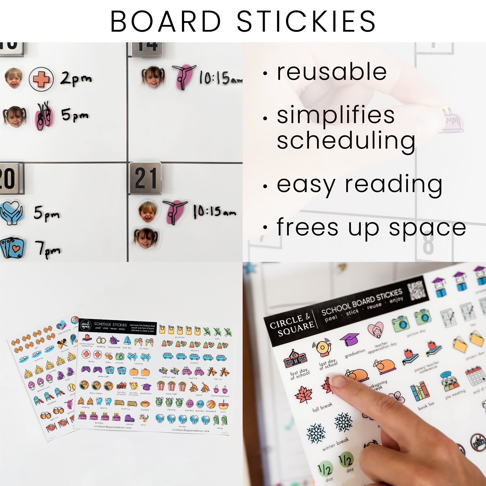 Weekly Framed Whiteboard Calendar + 3 sections | Horizontal Swanson