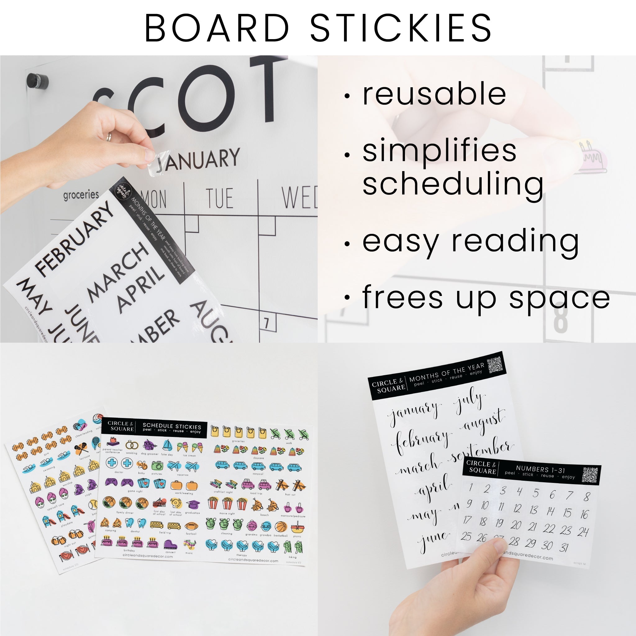 Monthly Framed Whiteboard Calendar + 2 sections | Horizontal Knope