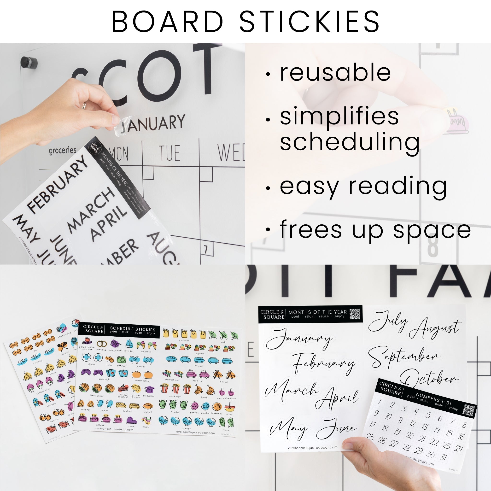 Monthly Framed Whiteboard Calendar + 3 sections | Horizontal Pennington