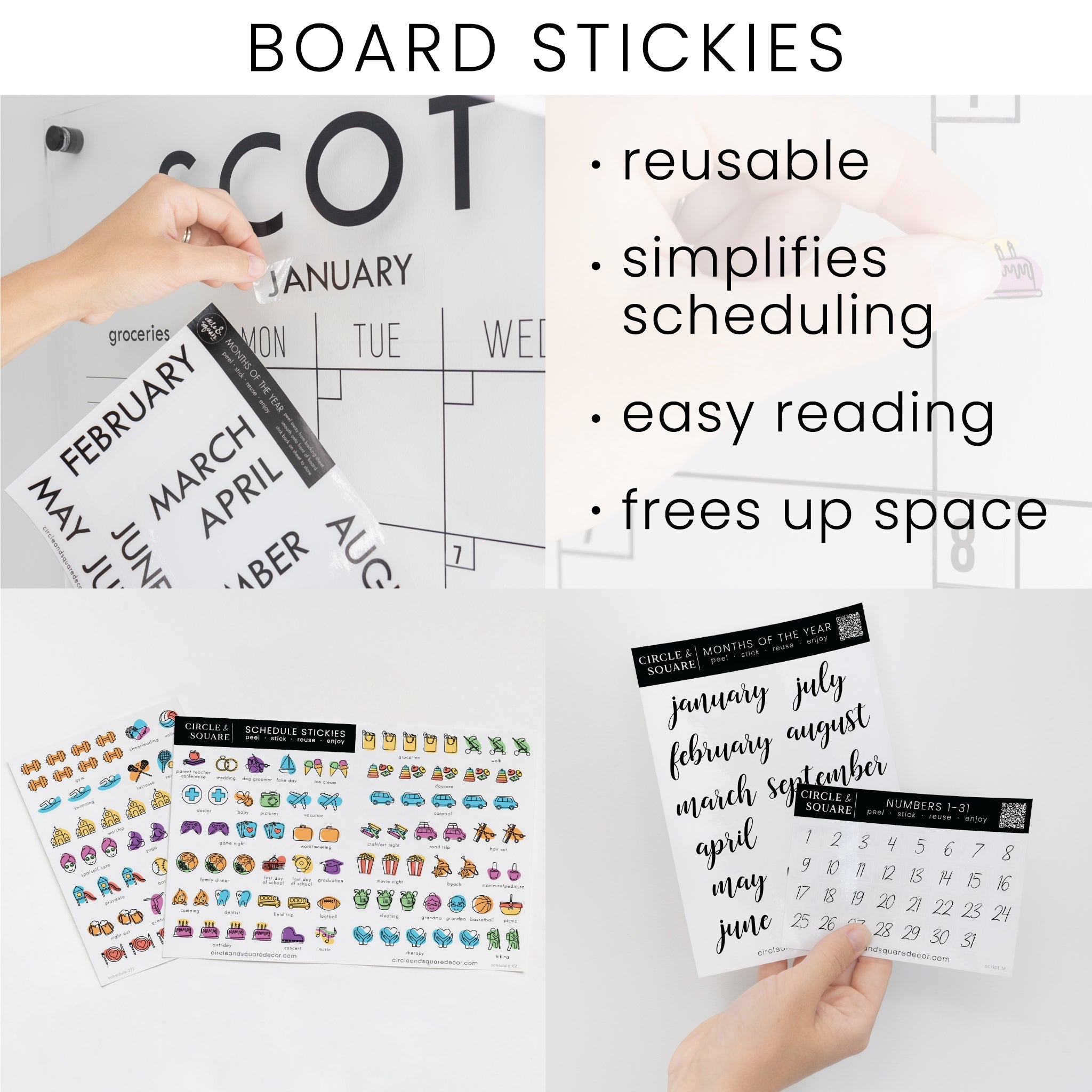 Monthly Framed Whiteboard Calendar + 2 sections | Horizontal Perkins