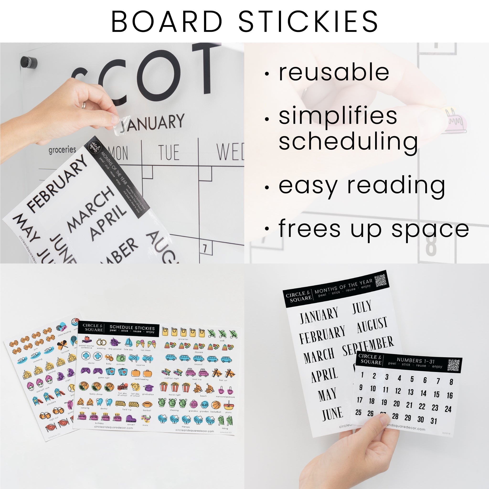 Monthly Framed Whiteboard Calendar + 1 section | Horizontal Swanson