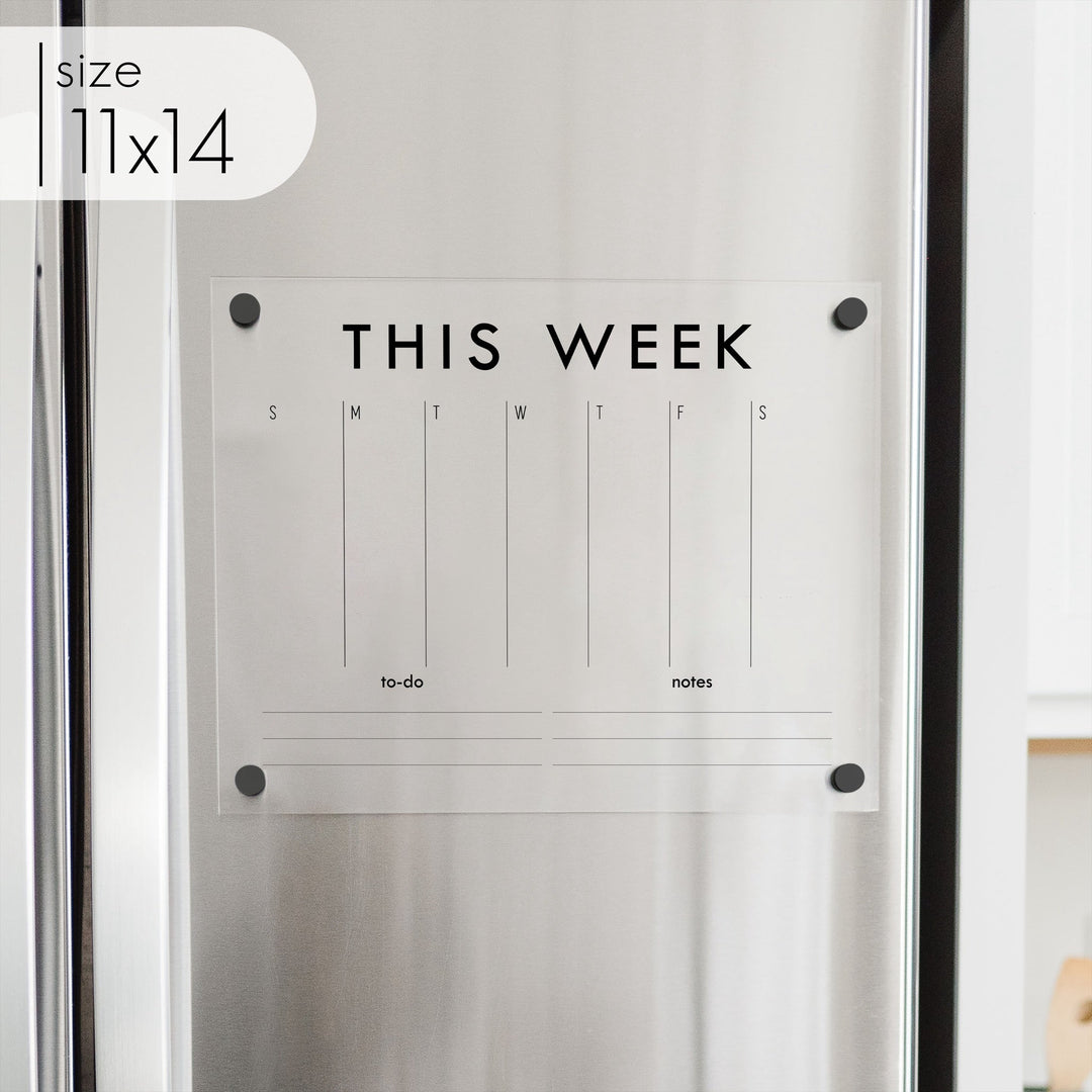 Weekly Acrylic Fridge Calendar + 2 Sections | Horizontal Madi