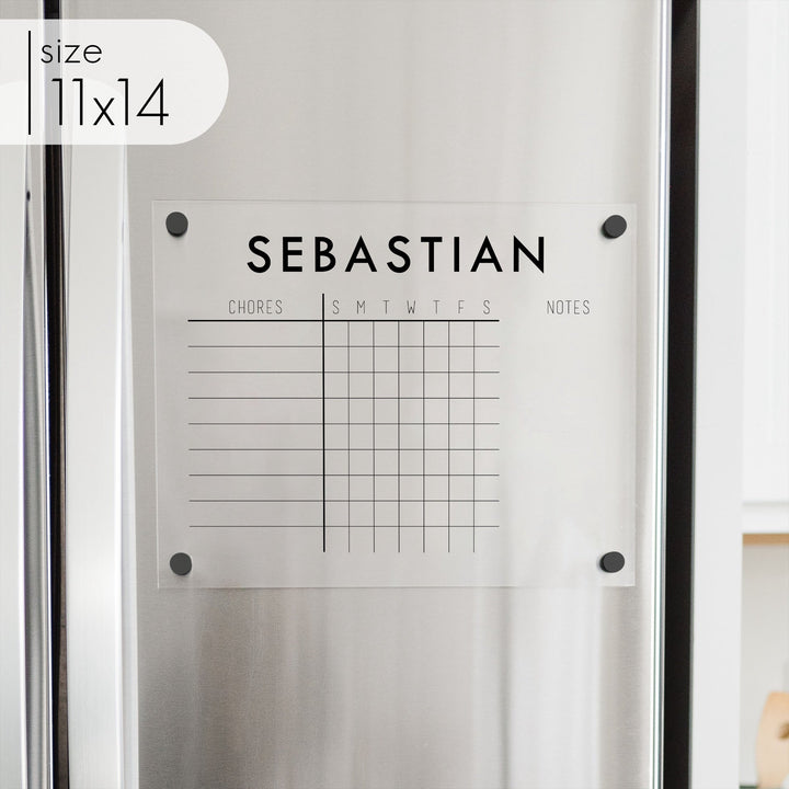1 Person Acrylic Fridge Chore Chart | Horizontal Madi