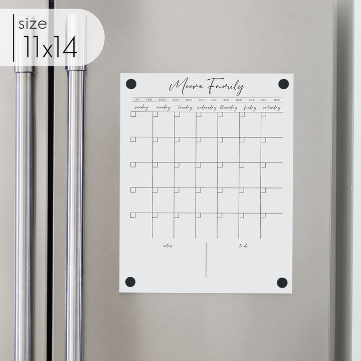 Monthly Acrylic White Fridge Calendar + 2 Sections | Vertical Pennington