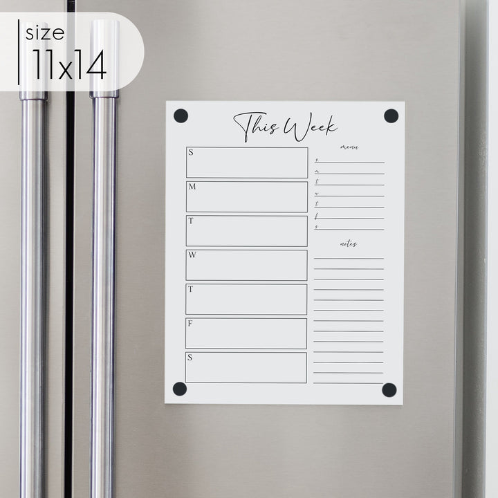 Weekly Acrylic White Fridge Calendar + 2 Sections | Vertical Pennington