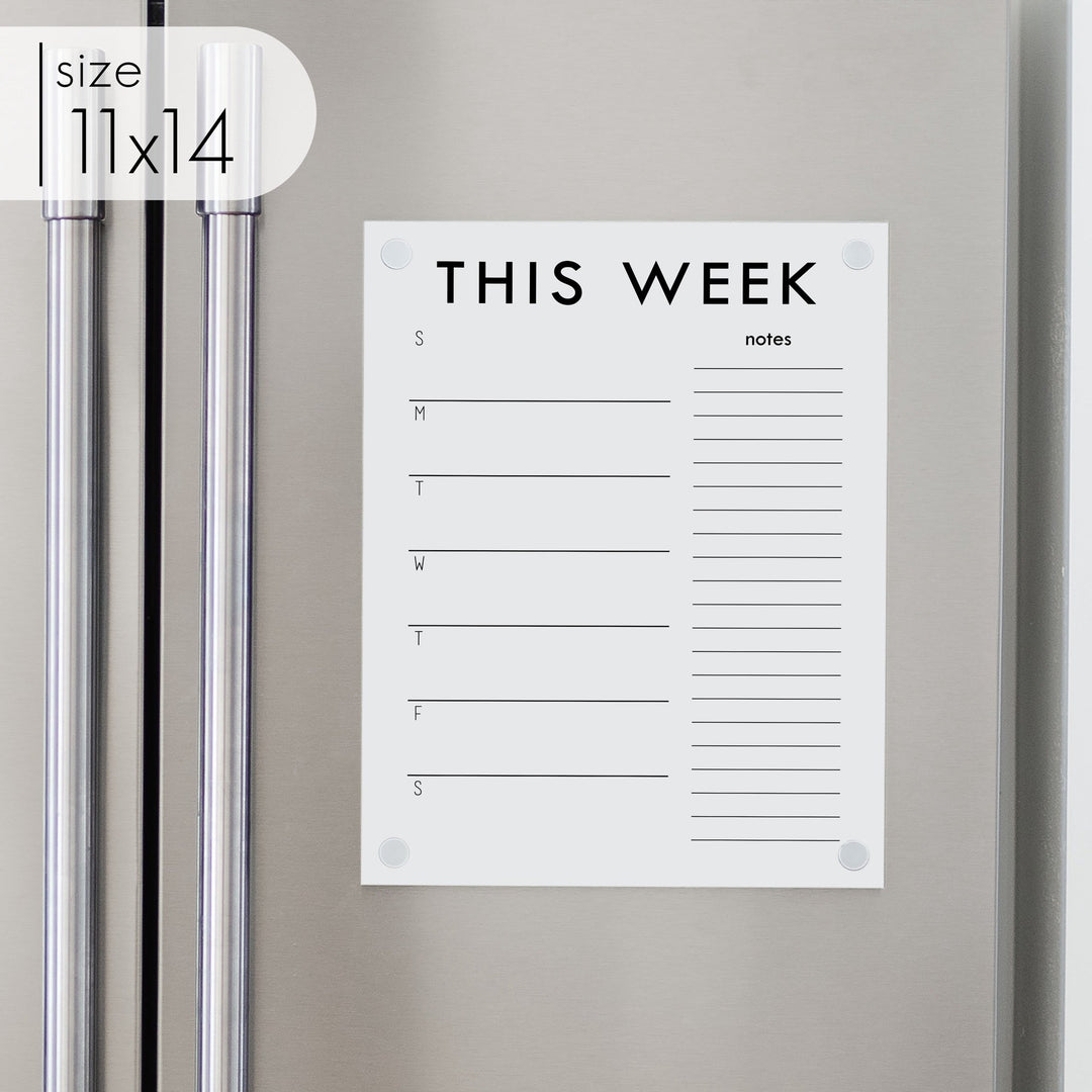 Weekly Acrylic White Fridge Calendar + 1 Section | Vertical Madi