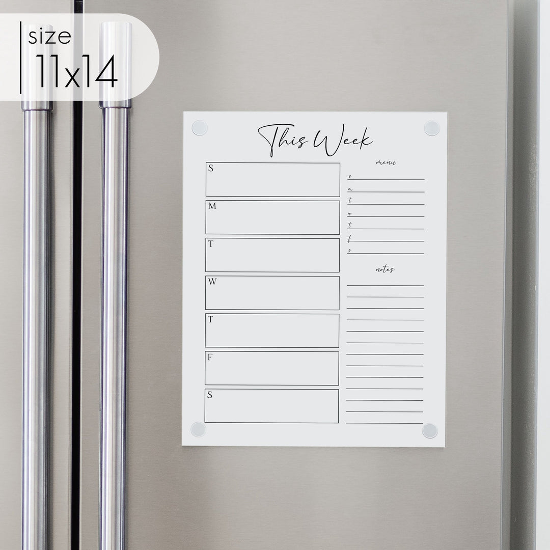 Weekly Acrylic White Fridge Calendar + 2 Sections | Vertical Pennington
